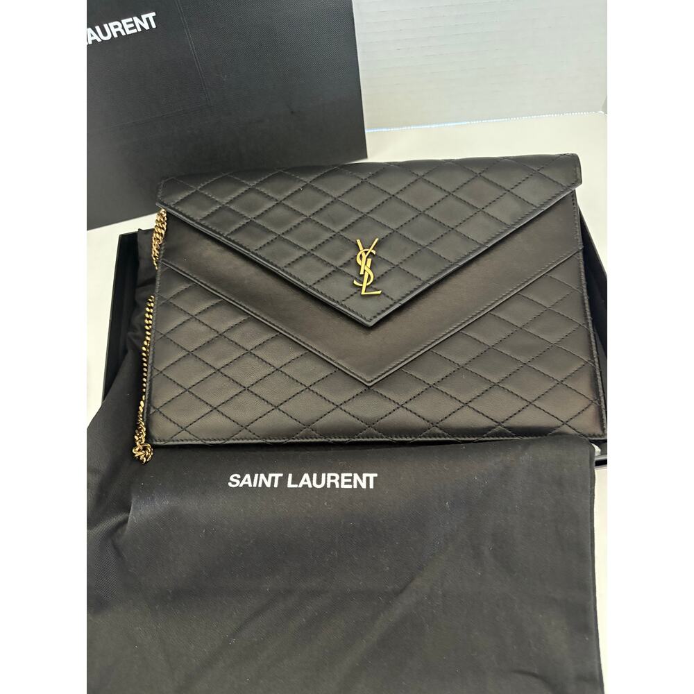 Yves Saint Laurent Black Medium Pouch - Fleur Corrigee Pigmentee - NEW - Picture 2 of 9